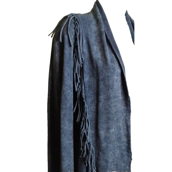 Cover Charge Shrug Sweater Vintage Western Boho Blue Stonewashed Fringe S - Picture 3 of 10